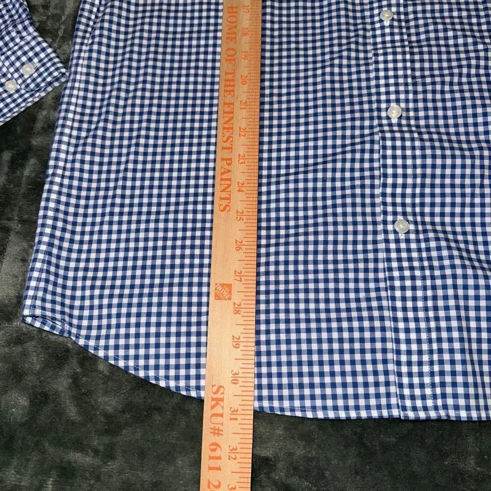 L.L. Bean Shirt Men's Medium Blue White Gingham Cotton Long Sleeve Button-Down - Picture 5 of 7